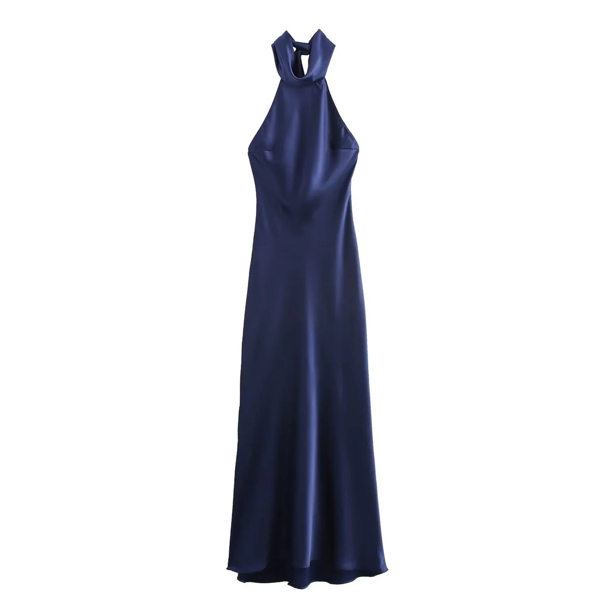 Dress for Women Fashion 2024 Autumn New Bow Sexy Backless French Elegant Halter Neck Satin Texture Midi Dresses