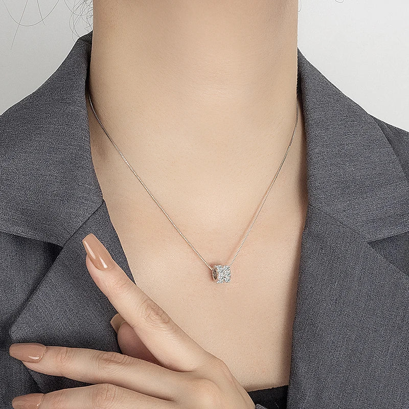 1.6CT Moissanite Necklace for Women S925 Pure Silver Spherical Laboratory Diamond Pendant Luxury Party Jewelry Gift