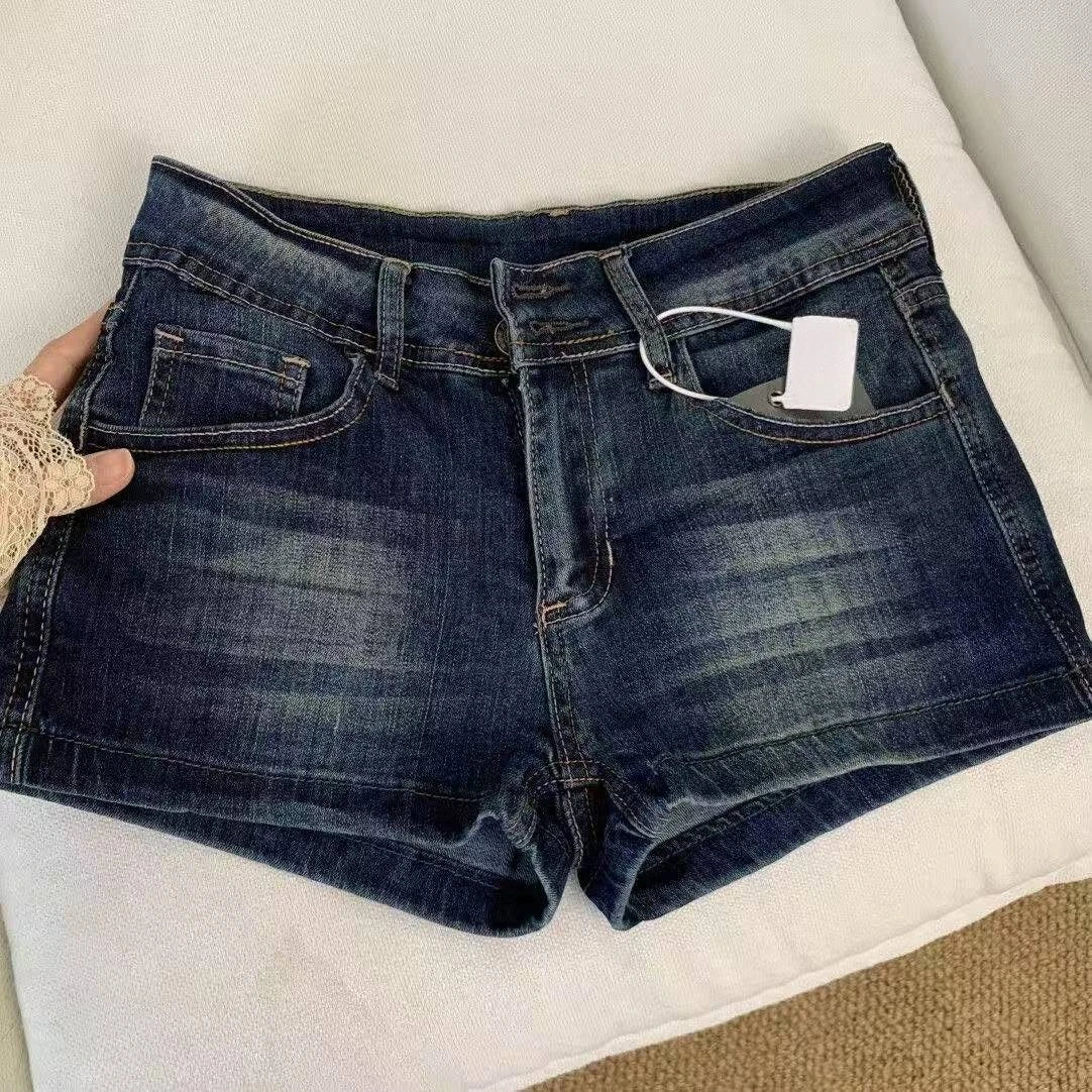 Women's Tassel Denim Shorts Streetwear Low Waist Mini Jeans Shorts 2000s Vintage Y2k Cowboy Short Pants Harajuku Clothes