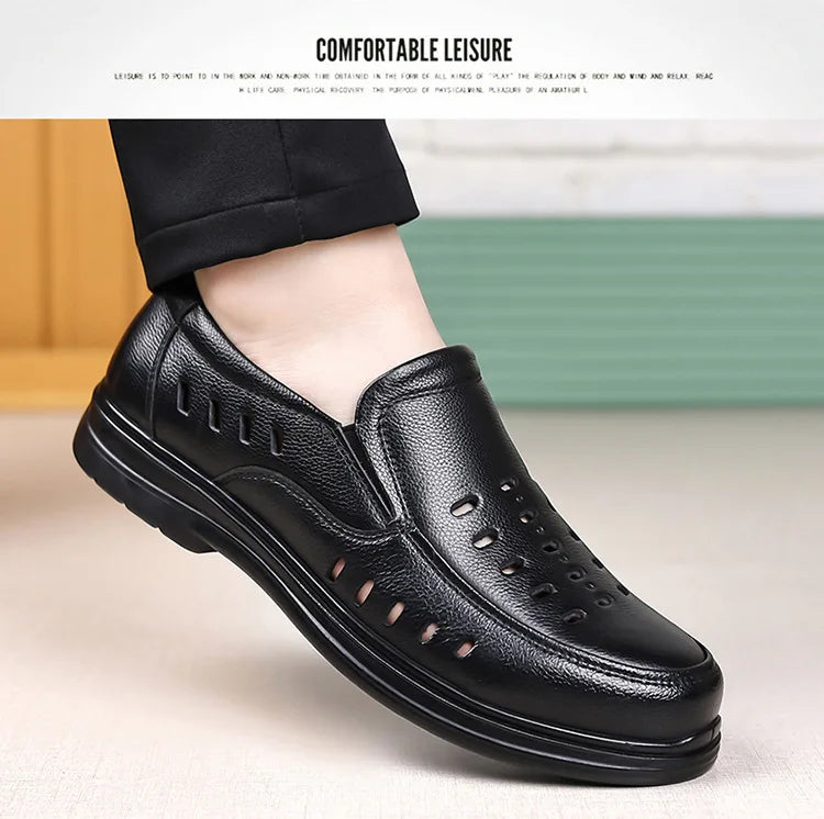 2026 New Designer Breathable Hallow Leather Shoes for Men Black Fashion Summer Shoes Male Britsh Business Casual Shoes Man