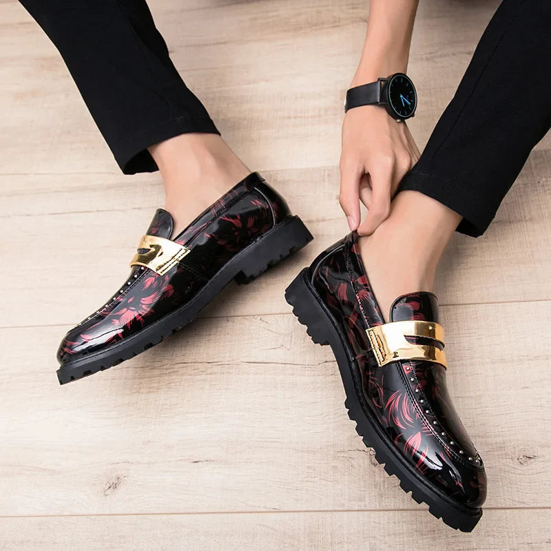 Fashion Classic Thick Sole Men's Penny Loafers Slip-On Business Dress Shoes Gentleman Metal Buckle Formal Black Shoes
