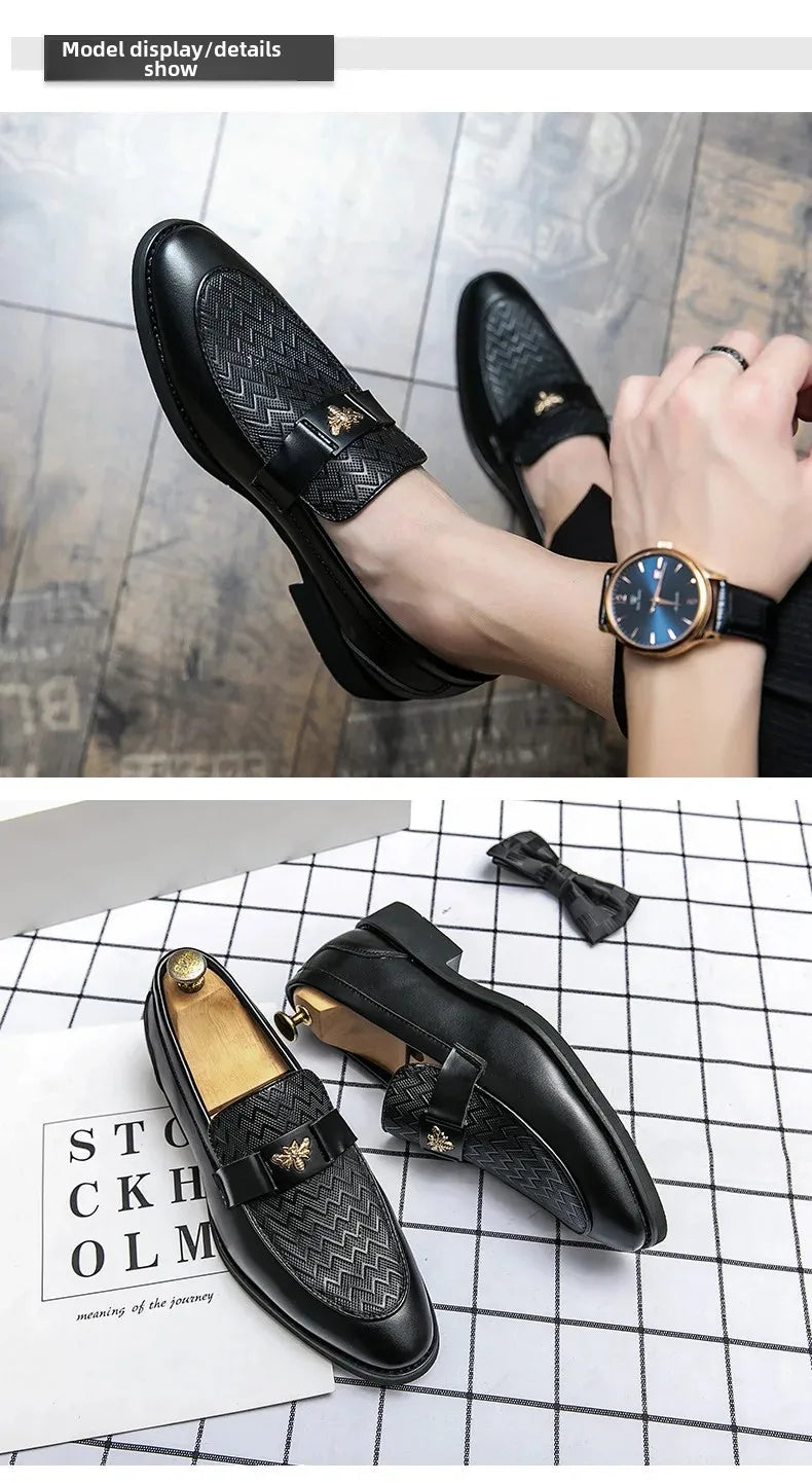 Men's Business Casual Shoes Autumn British Style Pointed Toe Formal Leather Shoes Easy to Wear Black Suit Wedding Shoes