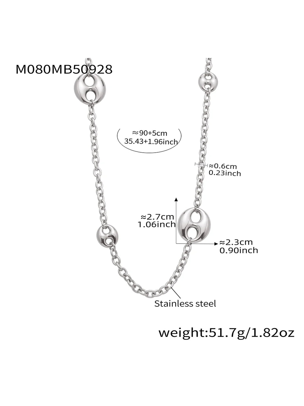Nivora Chunky Pig Nose Ring Sweater Chain Necklaces for Women Stainless Steel 18K PVD Gold Plated Collar Choker Jewelry Gifts