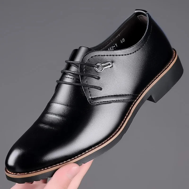 High Quality Formal Leather Men’s Dress Shoes – Brown/Black, EU Sizes 40–48, Classic Fit