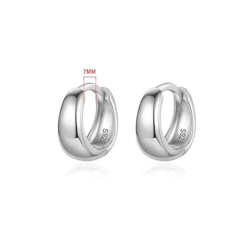 Real 925 Sterling Silve Fashion Inside Diameter 6 7 8 9 10mm Hoop Earrings For Women Men Personality Jewelry DG0132