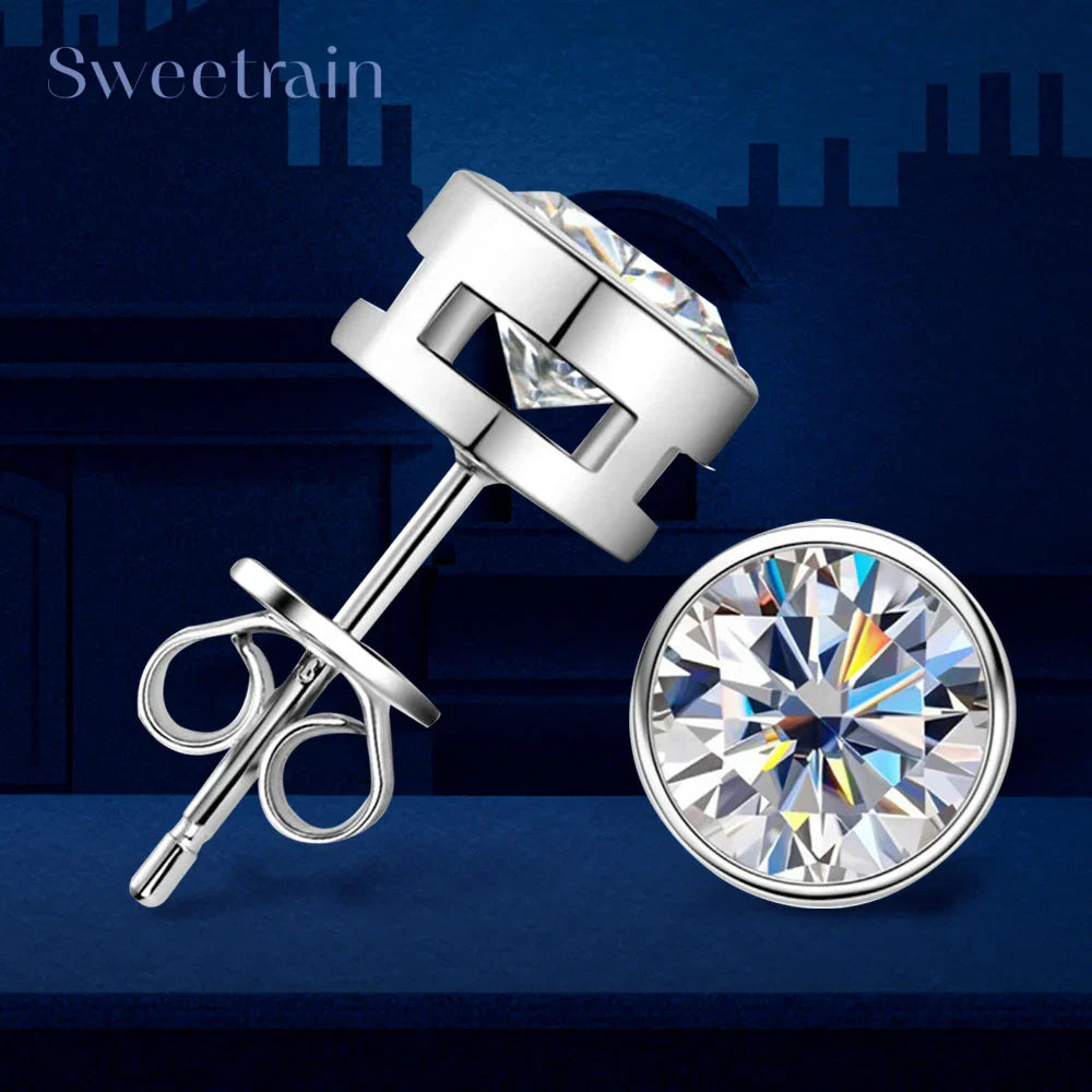0.5-2ct Moissanite Diamond Stud Earrings 18K Yellow Gold Plated 925 Silver Wedding Earring for Women Men Luxury Jewelry with GRA