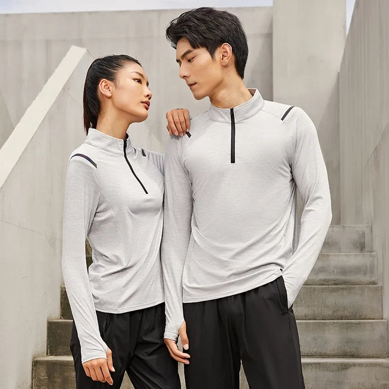 Autumn New Unisex Long Sleeve T-shirt Men Sweatshirt Fitness Shirt Tight Upperwear Anti-sweat Breathable Running Top ﻿