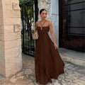 2025 New Women's Fashionable and Elegant Summer Camisole Beach Vacation Long Dress Elegant Backless Pleated Long Dress