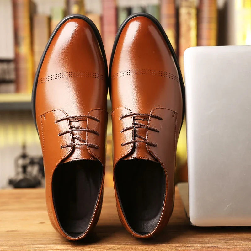 Mens Black Genuine Leather Perforated Cap Toe Lace Up Formal Business Oxford Shoes Breathable Summer Office Casual Dress Shoes
