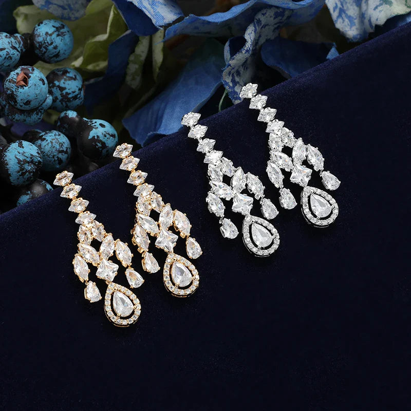 Jewelry Set New Retro Simple Ladies Engagement Wedding Necklace Bracelet Ring Earrings Zircon Set BN8050 Bijoux Mariage