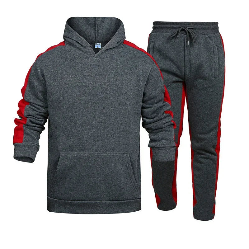 Autumn and Winter Jogging Suits for Men Striped Hoodie+Pants Casual Tracksuit Male Sportswear Gym Casual Clothing Sweat Suit New