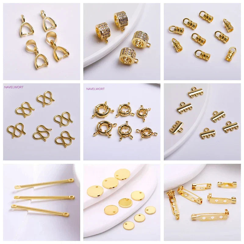 14K Gold Plated Brass Earrings Hooks Round Hoop Earrings,Earring Fixtures,Fasteners For Earrings,DIY Earring Making Accessories