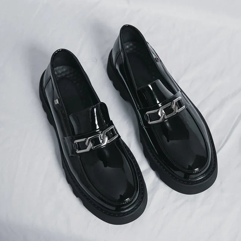 Men’s Round Toe Leather Shoes – Fashionable Casual Dress Footwear for Adults