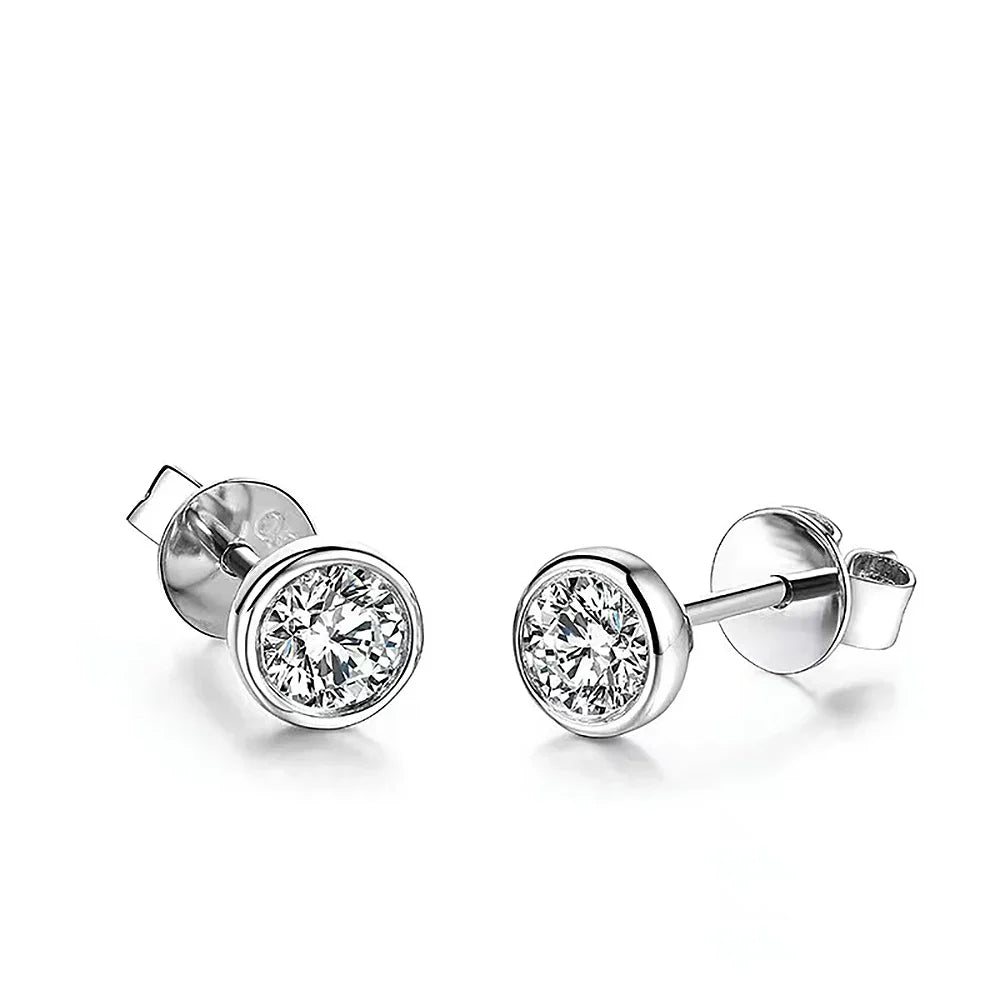0.3/0.5 Round Cut Lab Diamond Moissanite Stud Earrings For Women Men S925 Sterling Silver Rhodium Plated Earring Wholesale