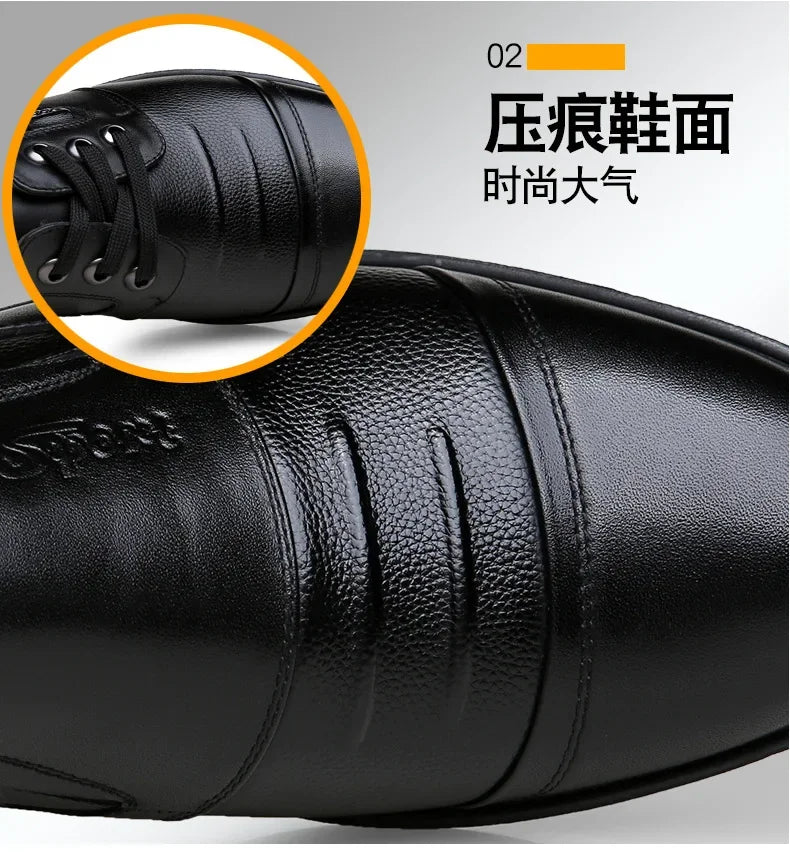 Men's Genuine Cow Leather Shoes Business Casual Shoes With Triple-Stitched Soles For Middle-Aged And Elderly Men 2025