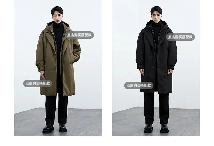 2024 Spring and Autumn New Fashion Solid Color Windproof Long Trench Coat Men's Casual Loose Large Size High Quality Coat M-5XL