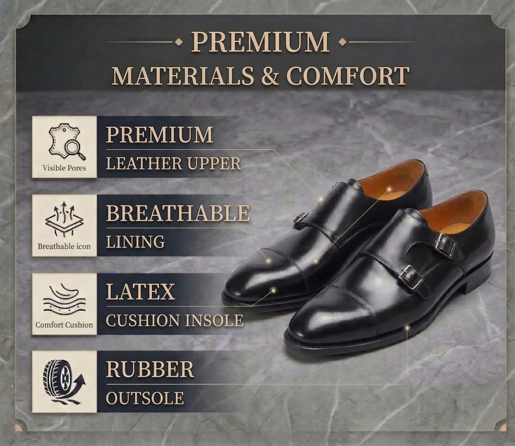 Men's Monk Strap Formal Leather Slip-On Oxfords Designer Party Wedding Dress Shoes