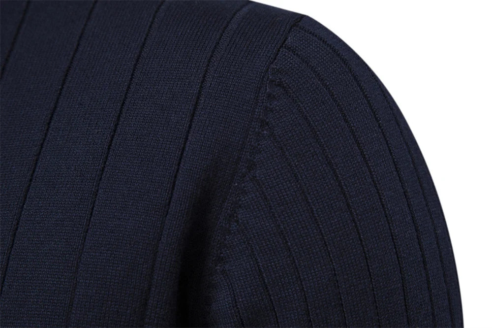 2024 Autumn Quarter Zipper Mock Neck Pullover Sweaters for Men Quality Warm Winter Cotton Knitted Men's Sweaters