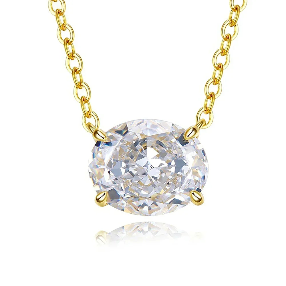 3CT Oval Cut Moissanite Pendant Necklace for Women  Certified 8*10mm Lab Diamond Neck Chain 925 Sterling Silver Fine Jewelry