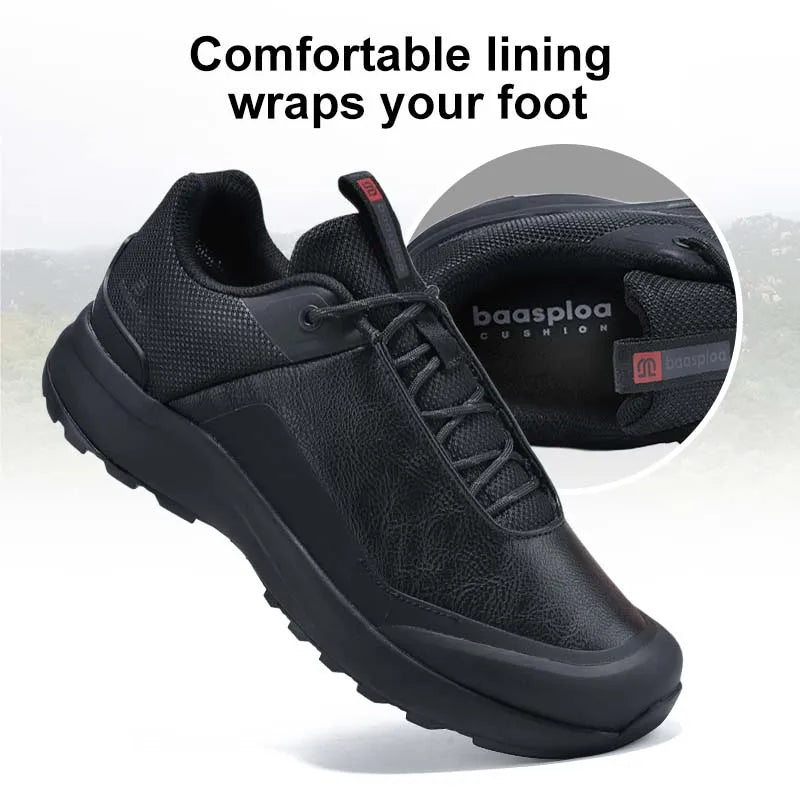 Men Hiking Shoes Litchi Leather High Quality Male Trekking Climbing Sneakers Non-slip Luxury Designer Outdoor Shoe