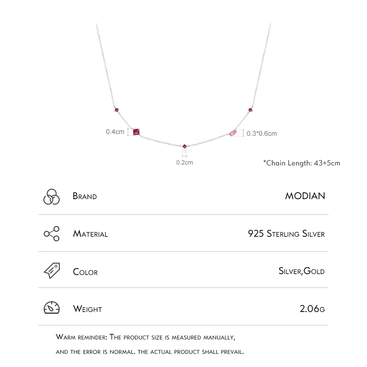 925 Sterling Silver Rainbow Colorful Zirconia Pendant Necklace Shiny Geometric Chain Neck For Women Party Jewelry Gift