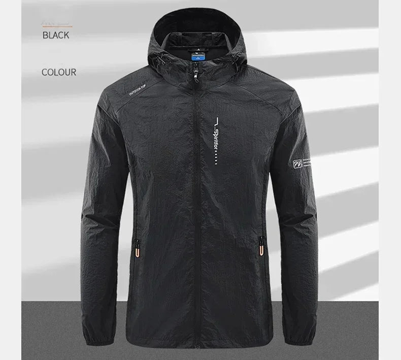 Summer Outdoor Quick Dry Sun-Protective Thin Jacket Men Hiking Fishing Cycling Hooded Gym Sport Windbreaker Ultra Light Coats