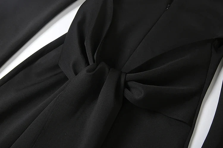 Sexy Maxi Dress Women Shoulder Padded Zip Wrapped Bandage Long Sleeve Slit Elegant Solid Office Simple Skinny Bodycon