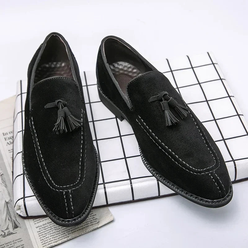 Britain Pointed Black Brown Tassels All Match Shoes For Men Casual Loafers Formal Dress Footwear Sapatos Tenis Masculino