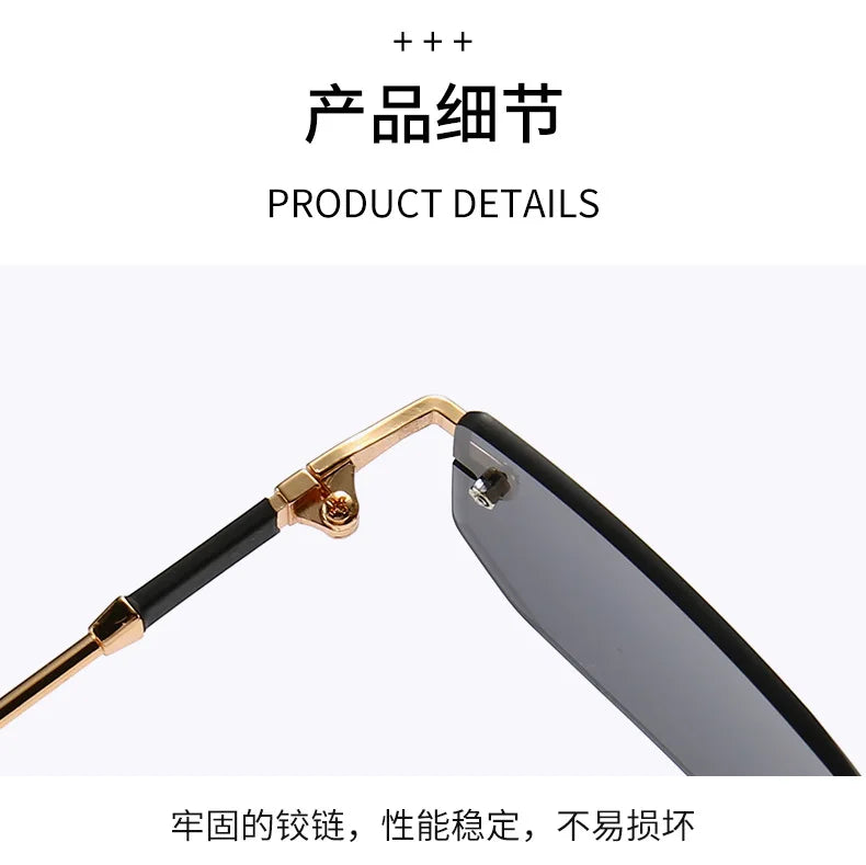 Fashion Rimless Rectangle Sunglasses Popular Women Men Shades Small Square Sun Glasses For Female Male Summer Traveling glasses