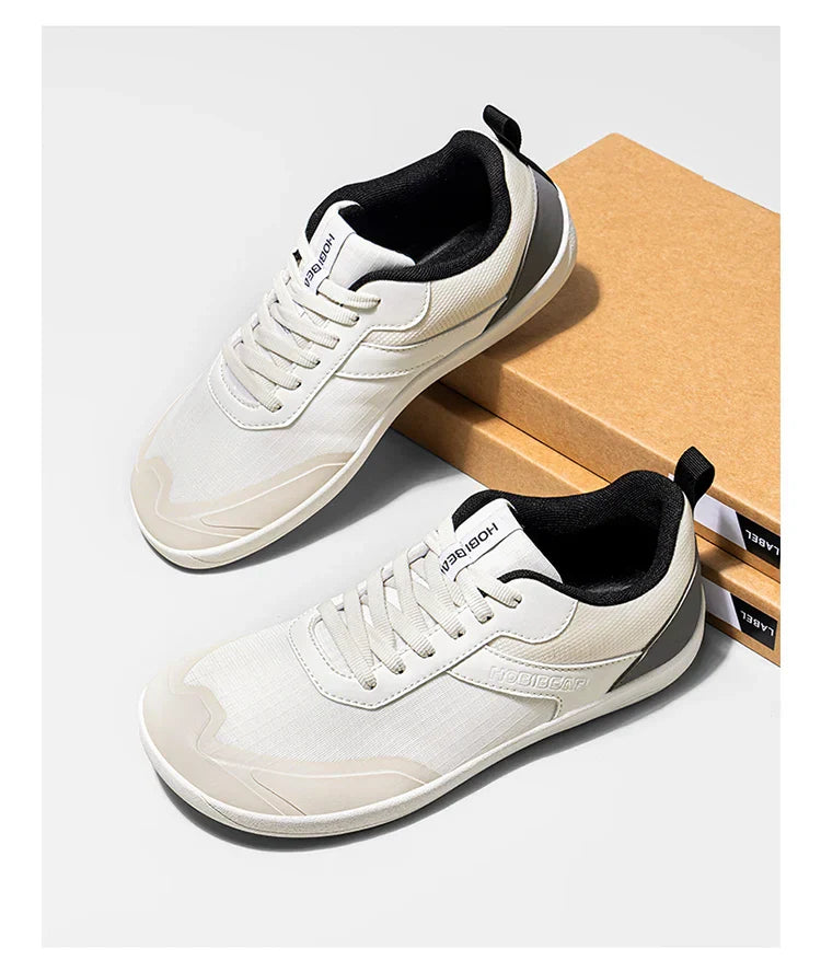 Wide Toe Shoes Mens Womens Minimalist Mesh Artificial Leather Sneakers Lace Up Lightweight Breathable Walking Shoes