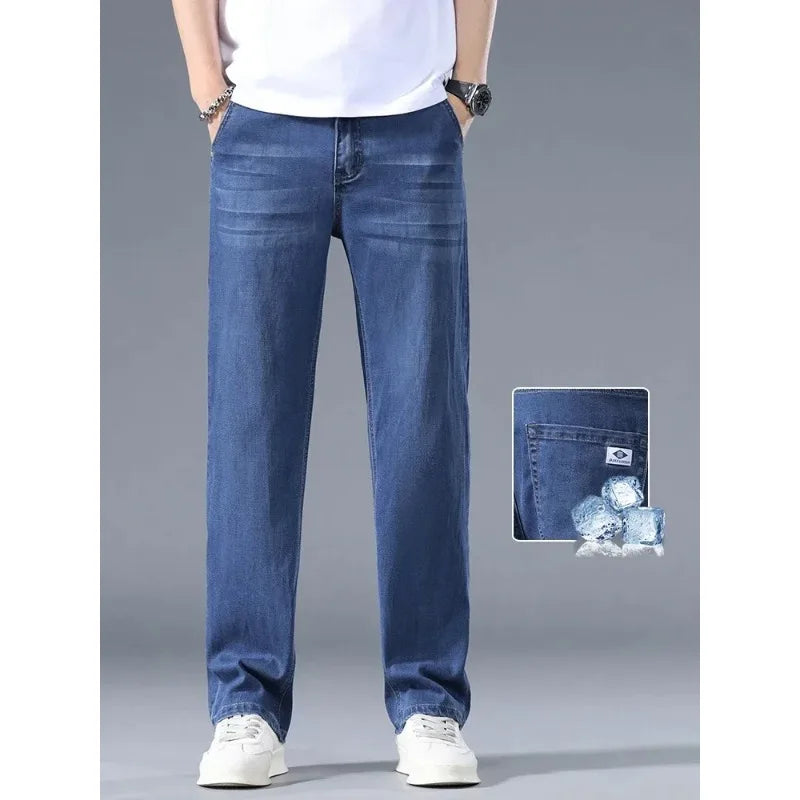 Business Jeans Men's Spring Thin Casual Straight Fashion Loose Brand Pants Comfortable Male Denim Trousers Versatile