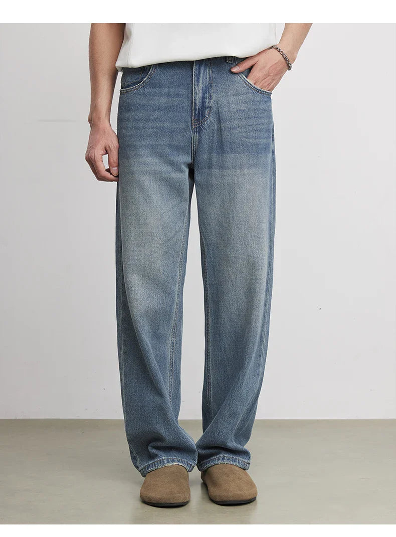 Fashion Men's Heavyweight 369g Bamboo Lyocell Jeans For Men's Spring And Autumn 2026 New Clanfit Straight Casual Pants
