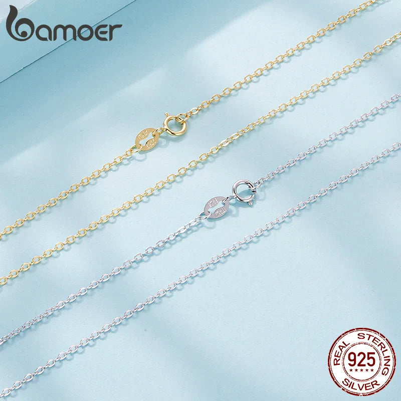 925 Sterling Silver O-Chain Necklace with Lobster Clasp Adjustable Basic Chain for Women Pendant Beads DIY
