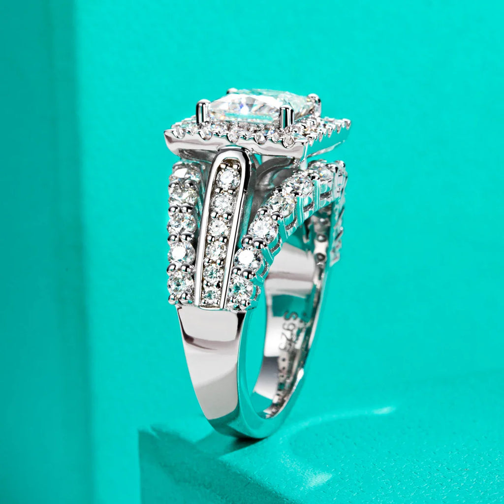 Princess Cut Moissanite Engagement Ring 3.884cttw D Color 925 Sterling Silver Luxurious Women's Jewelry Birthday gifts