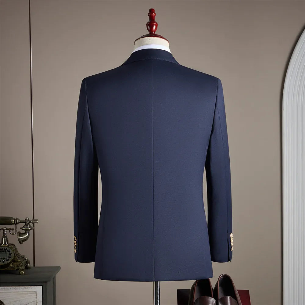 High-end men's wedding party casual suit set - a stylish and fashionable two-piece set for business and casual wear.