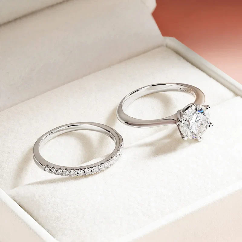 0.23-2CTTW Full Moissanite Wedding Rings for Women Sets Couple Rings 100% 925 Sterling Silver Top Quality Jewelry