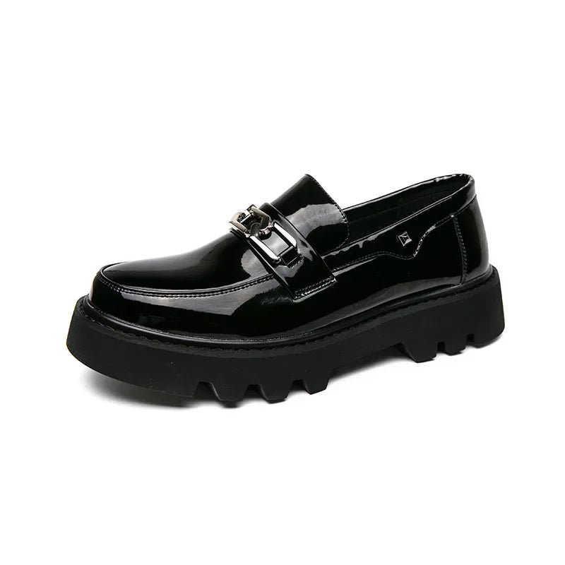 Men’s Round Toe Leather Shoes – Fashionable Casual Dress Footwear for Adults