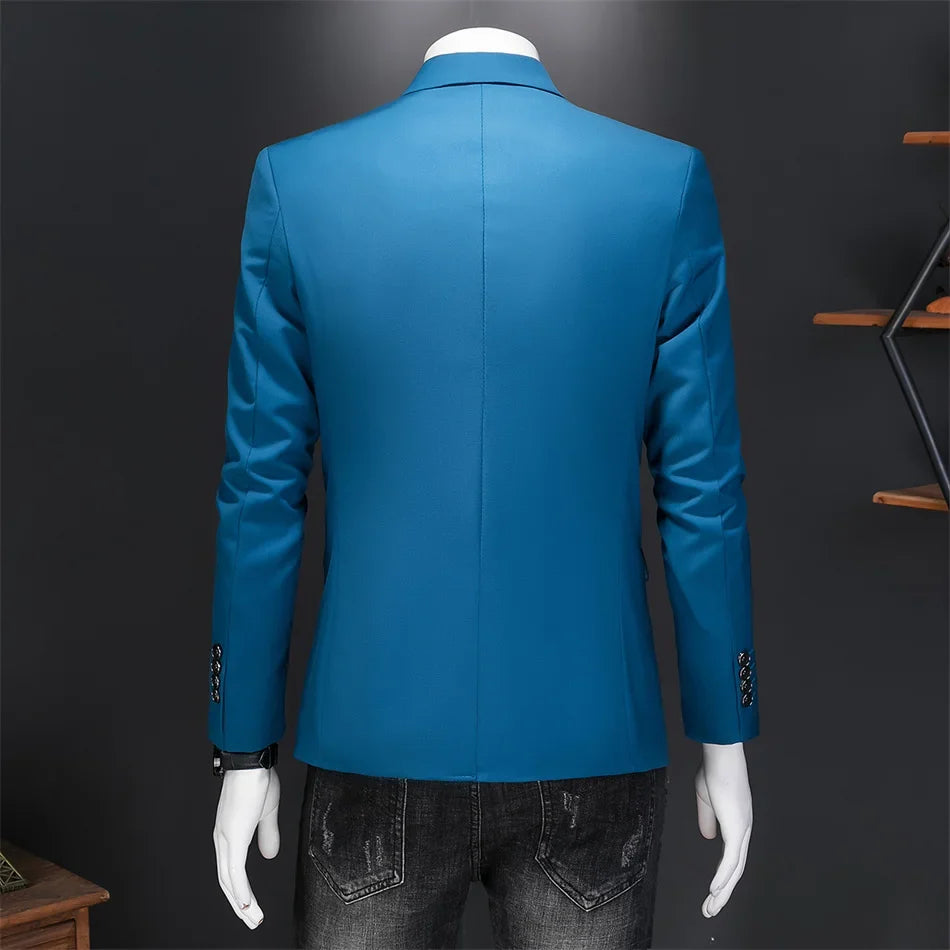 15 Color Fashion Mens Suit Jacket High Quality Slim Fit Solid Color Casual Business Mens Blazers Formal Office Wedding Suit Tops