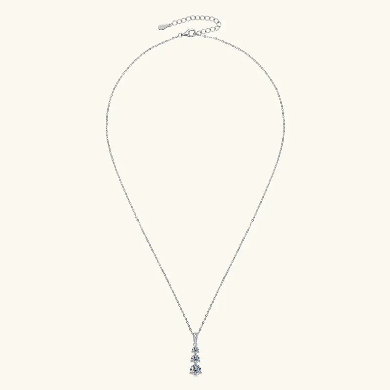 Certified D Color Three Stone Moissanite Pendant Necklace Collar Plata 925 Sterling Silver Necklaces for Women Jewelry