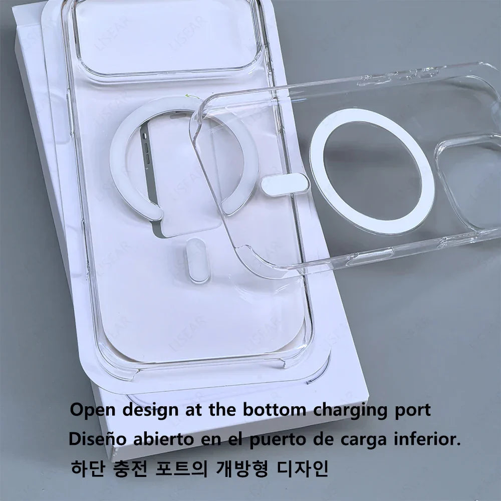 Original Clear Phone Case For iPhone 17 Air 16 15 14 13 12 Pro Max Mini For Magsafe Wireless Charging With Touch Camera Button