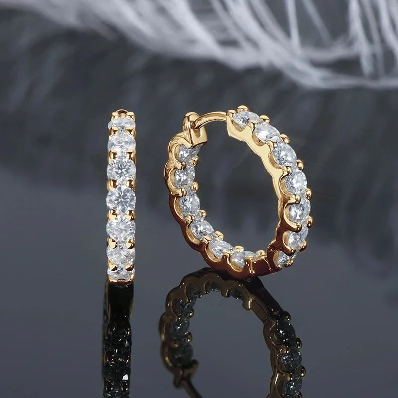 Hoops 100% 925 Sterling Silver Real 3mm Moissanite Stud Earrings For Women Sparkling Jewelry Gifts with Certificate Gifts