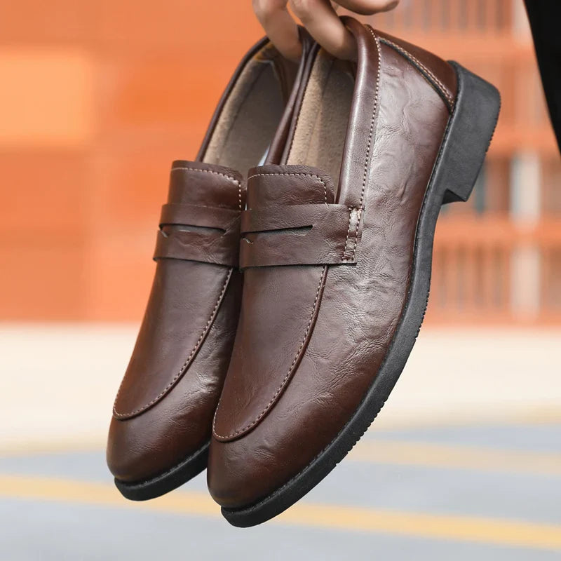 Mens Casual Leather Shoes Comfortable Slip on Loafers Leather Dress Shoe Classic Business Footwear zapatos para hombre chaussure