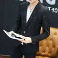 Autumn 2024 New Men's Fashion Print Men Casual Business Blazer Mens Slim Suit Jacket White Male Thin Coat