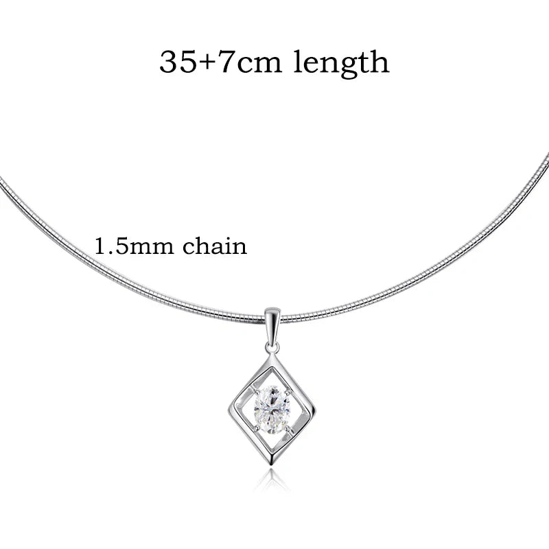 1.5CT Oval Cut Certified Moissanite Necklace Pendant for Women Doveggs Girls Jewelry Lab Diamond Chain Pure 925 Silver