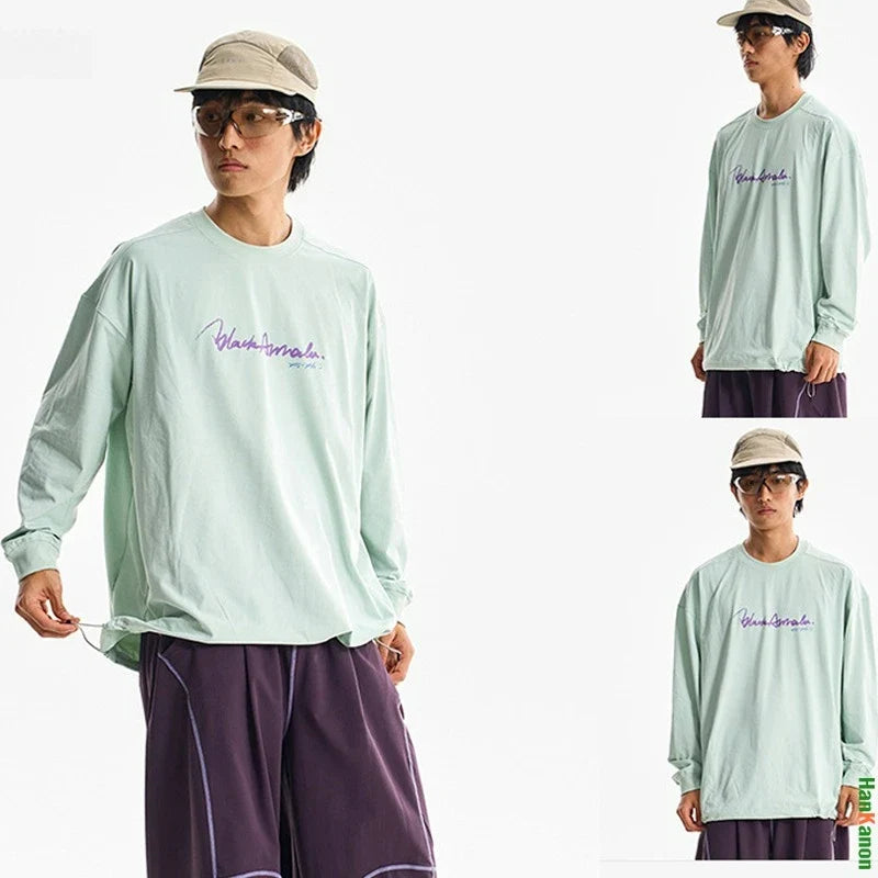 Unisex Athletic Long Sleeve Tee - Quick Dry Breathable Shirt for Outdoor Leisure & Urban Adventure Loose Men's Top