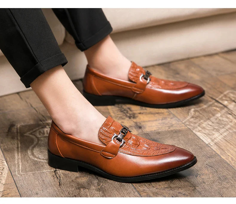 New Dress Leather Lofers Men Classic Casual Business Shoes For Men Social Party Leather Shoes Slip On Wedding Office Shoes Male