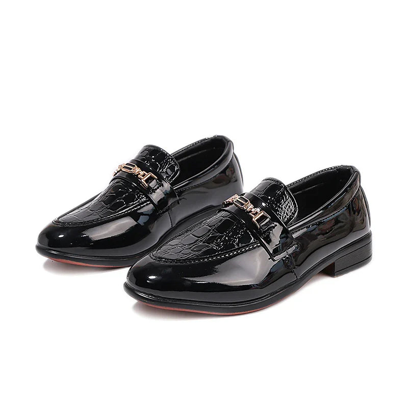 Boys Leather Shoes Black Classic Children Formal Shoes Point Toes Soft Bottom 2026 Spring Autumn Kids Flat Shoes British Style