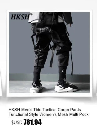 Summer New Men Tide High Street Drawstring Pocket Sports Casual Safari Style Shorts Loose Light Luxury Simple Capris HK4528