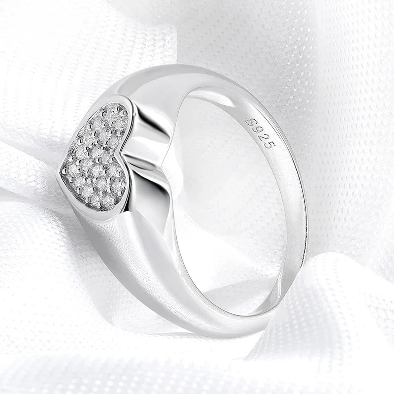 1.2mm Heart All Moissanite Rings for Women Sparkling Luxury Quality Fine Jewelry S925 Sterling Silver Plated 18k Band