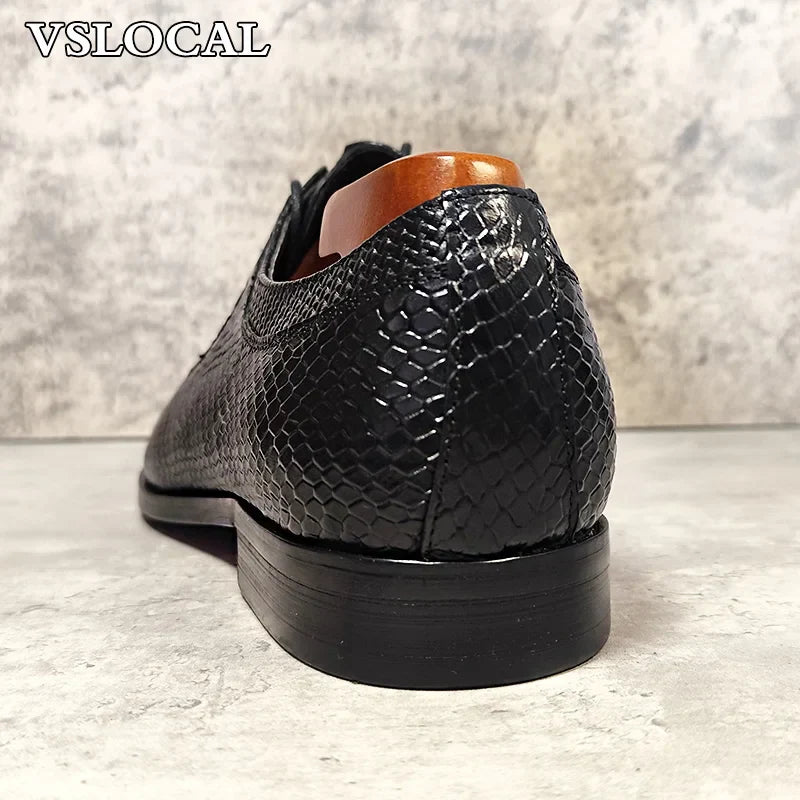 Luxury Men's Oxford Shoes Black Lace Up Wingtip Derby Mens Dress Shoes Business Office Wedding Genuine Leather Shoes Men